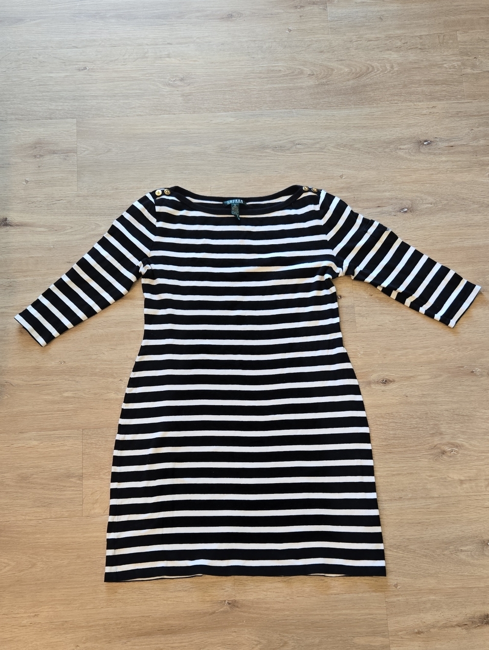 Ralph Lauren Black & White Striped Boatneck Dress